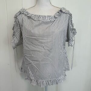 Madewell Pinstripe Ruffle Top